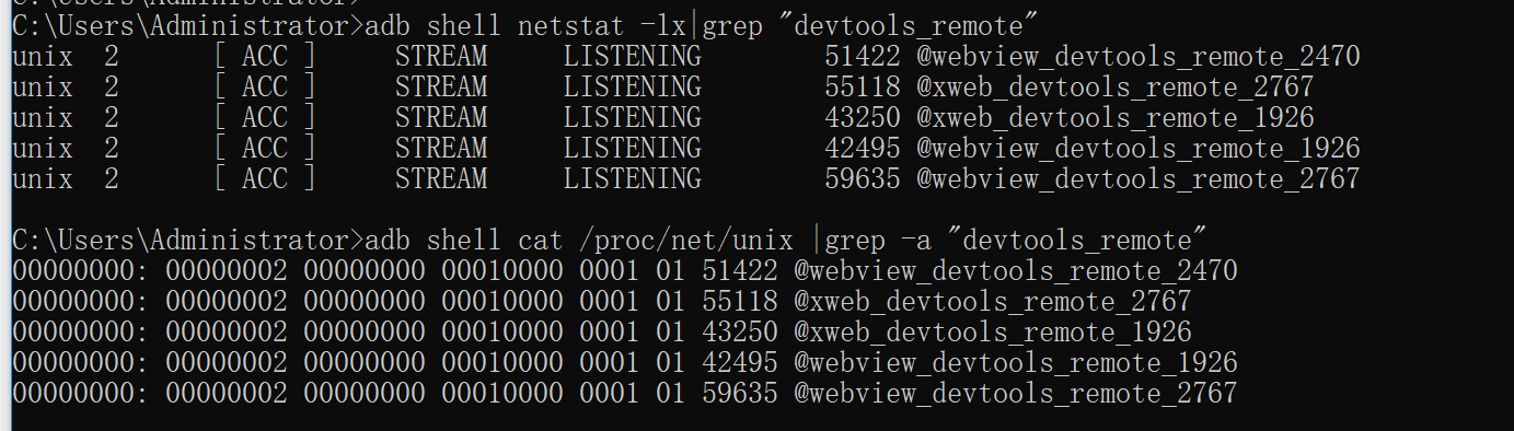 查看安卓系统的Unix域套接字列表